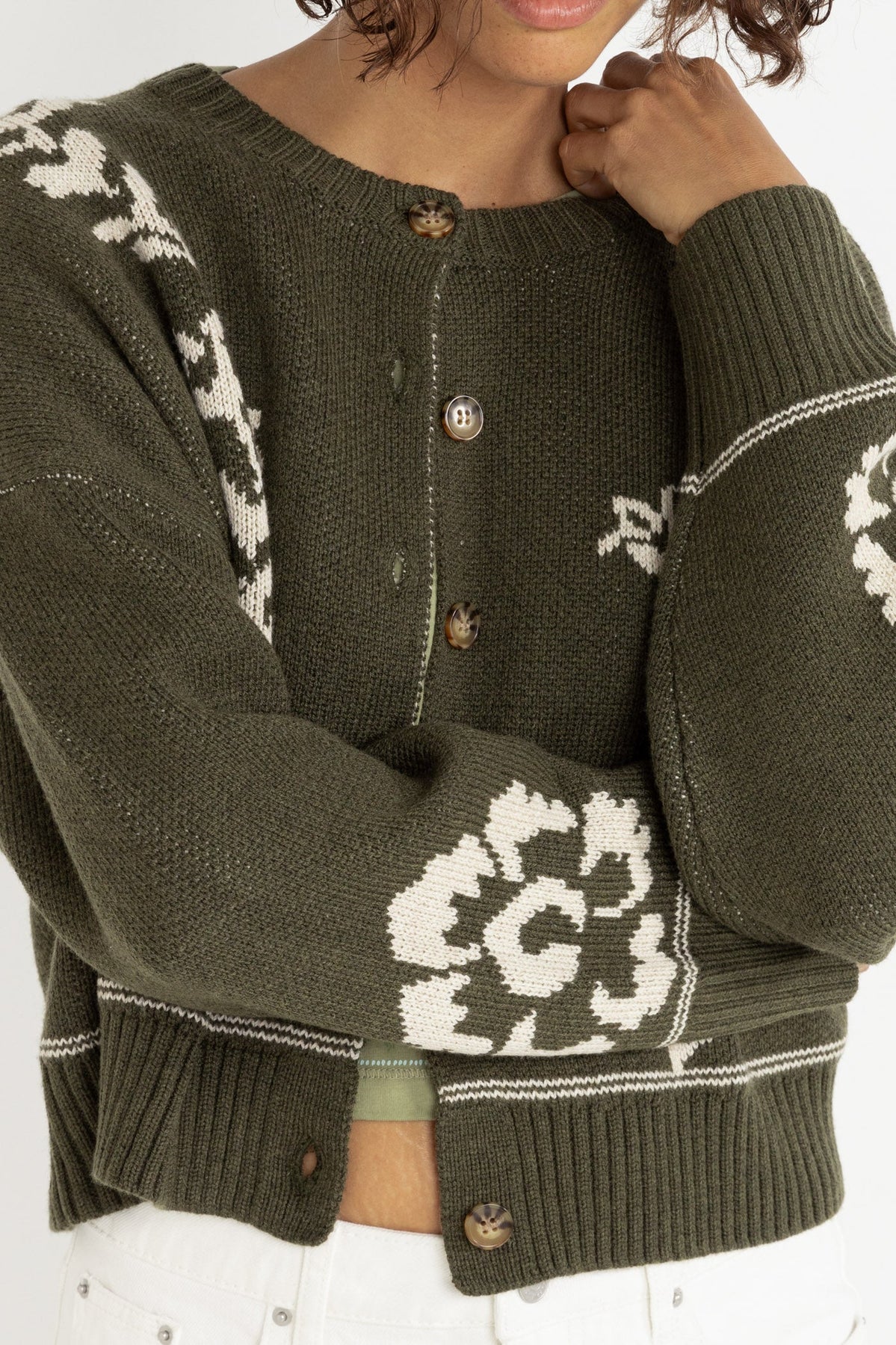 Rhythm Antique Floral Crop Cardigan