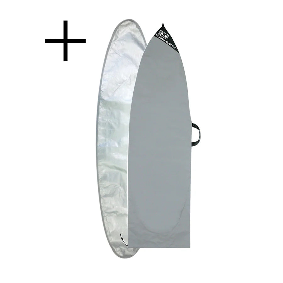 Ocean & Earth Quad Coffin Shortboard Cover Black/Red - 7'6"