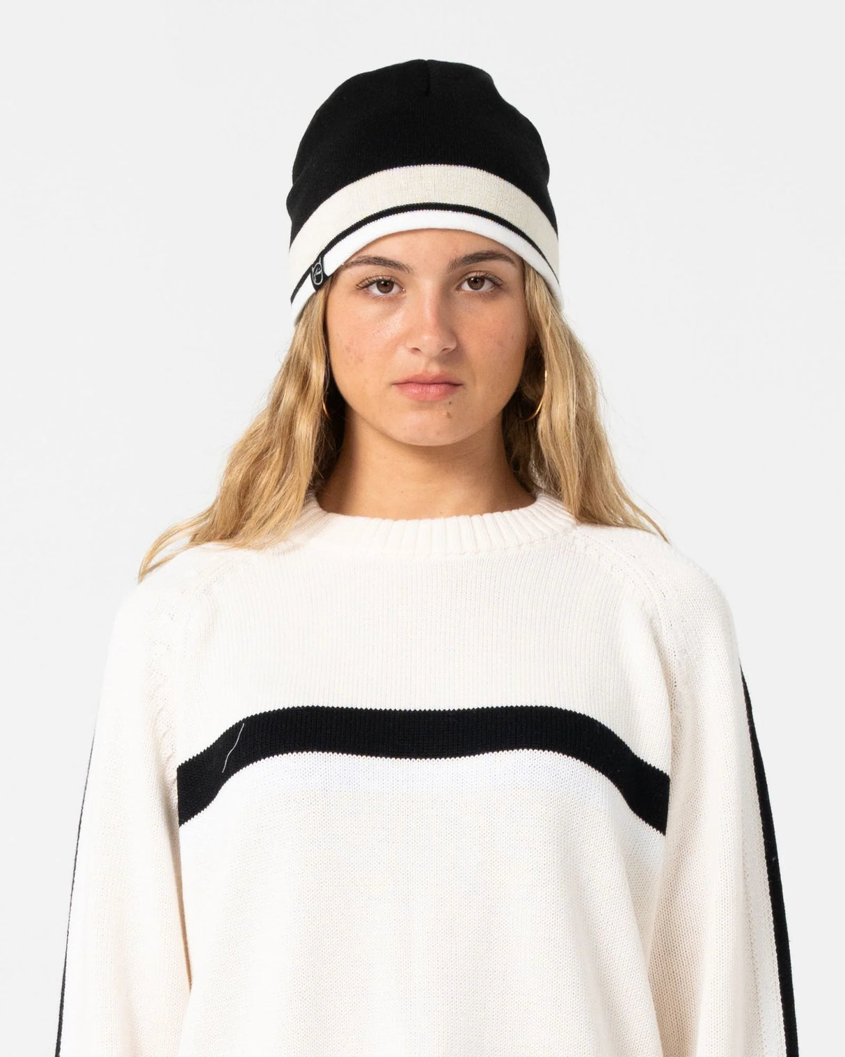Rusty White Lines Reversible Beanie