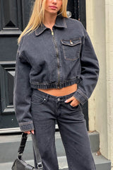 Abrand Womens Denim Bomber Jacket Cara