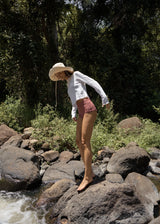 Afends Focus Seersucker Long Sleeve Top