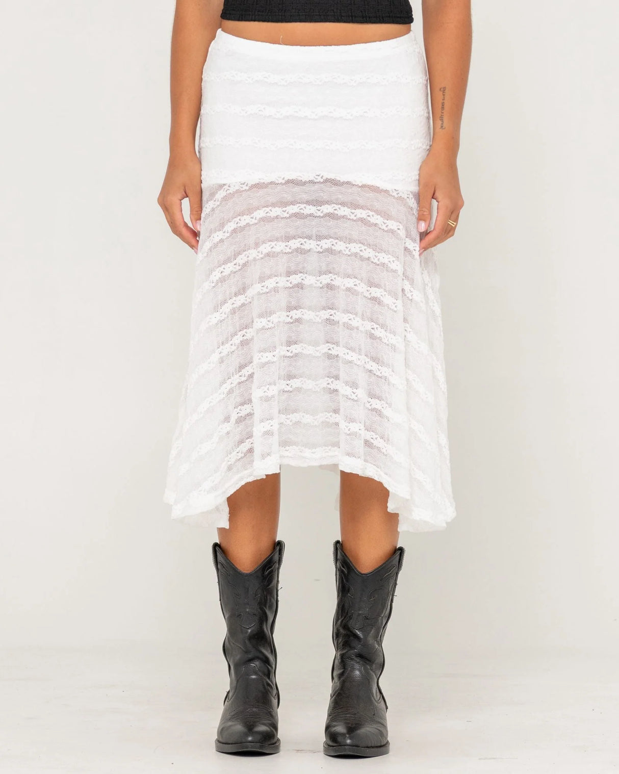 Rusty Athens Low Rise Lace Maxi Skirt