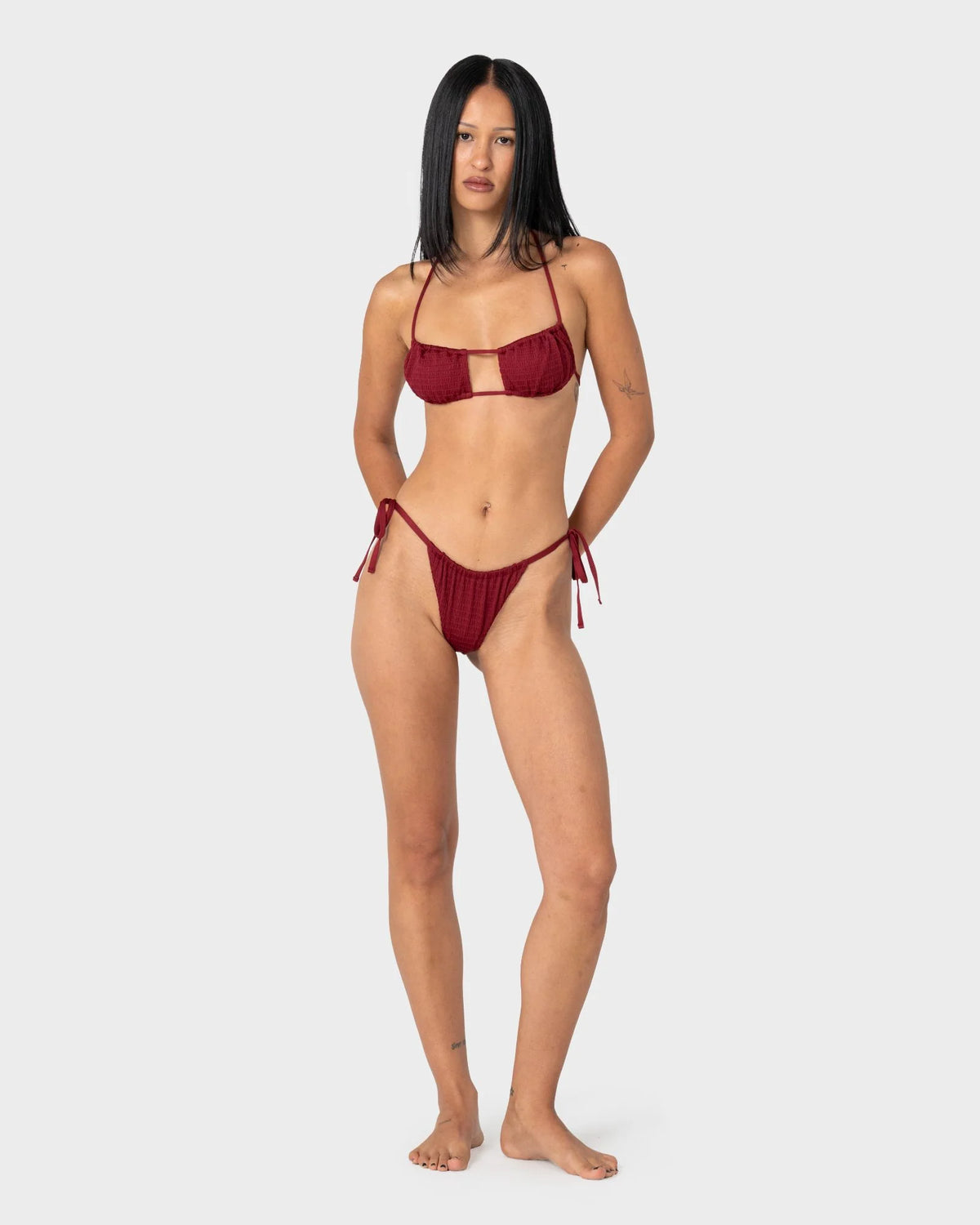 Rusty Cedar Side Tie Cheeky Bikini Bottom