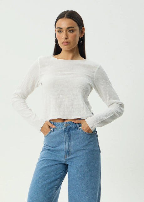 Afends Focus Seersucker Long Sleeve Top