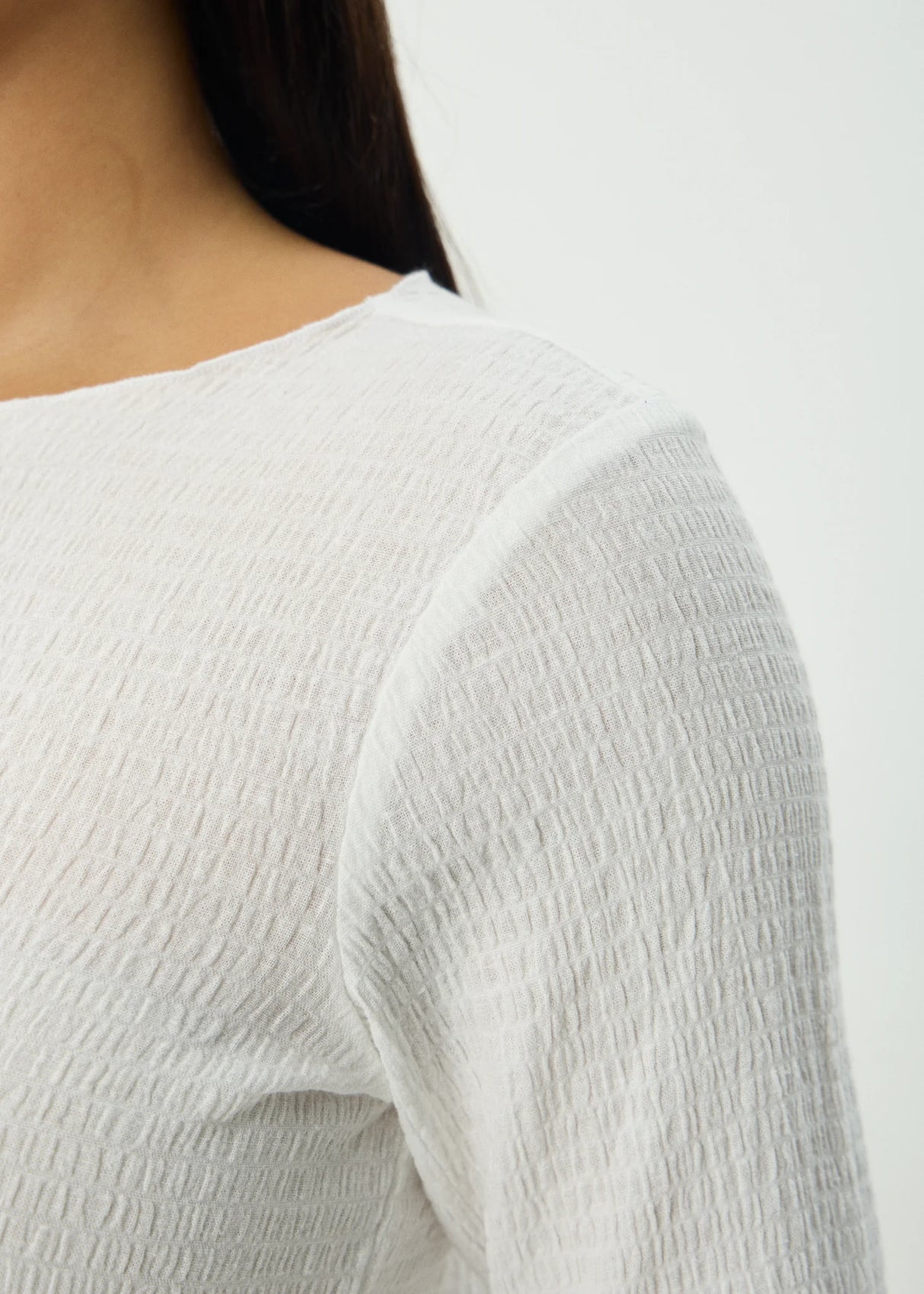 Afends Focus Seersucker Long Sleeve Top