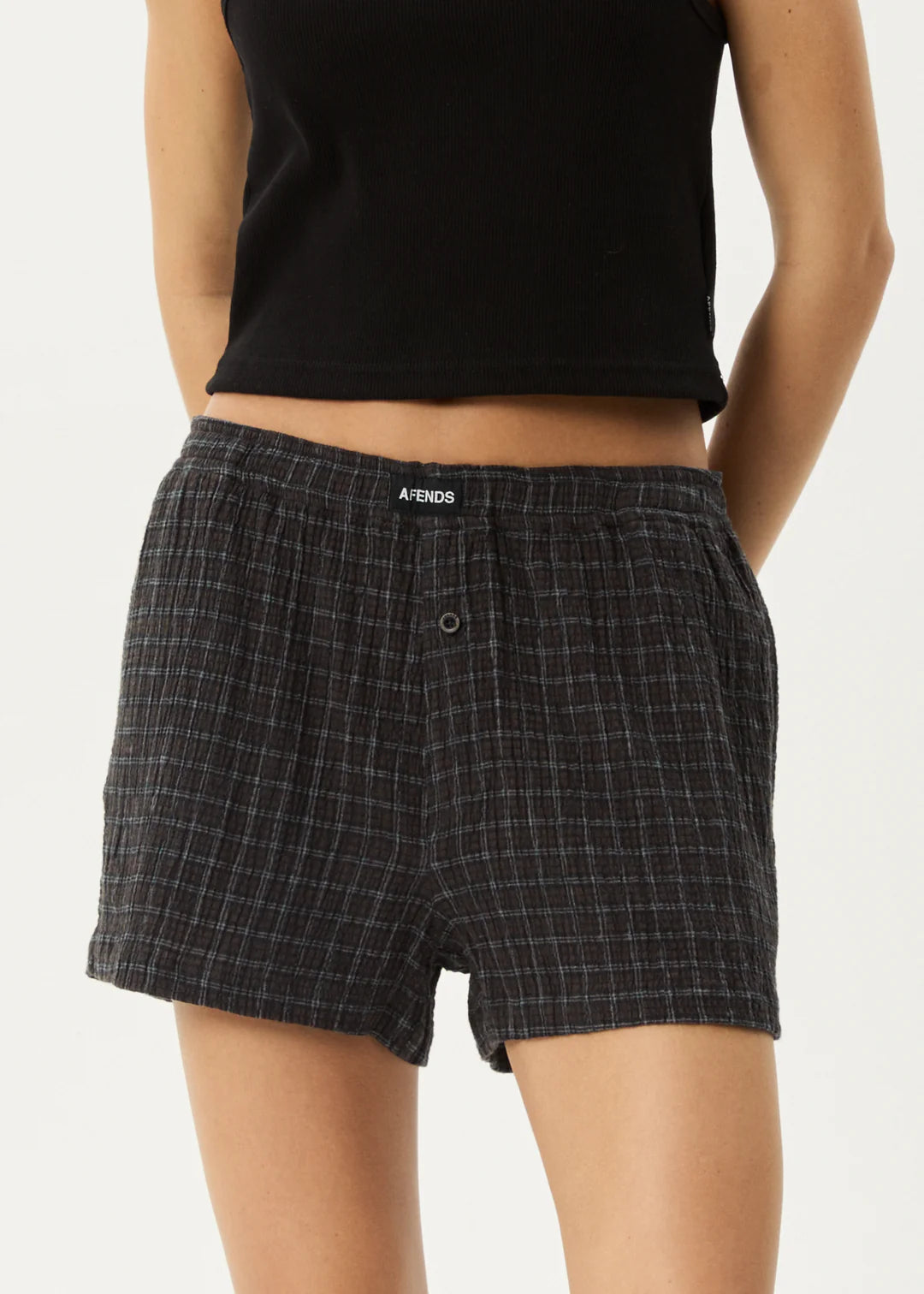 Afends Womens Dusk Seersucker Boxer Short