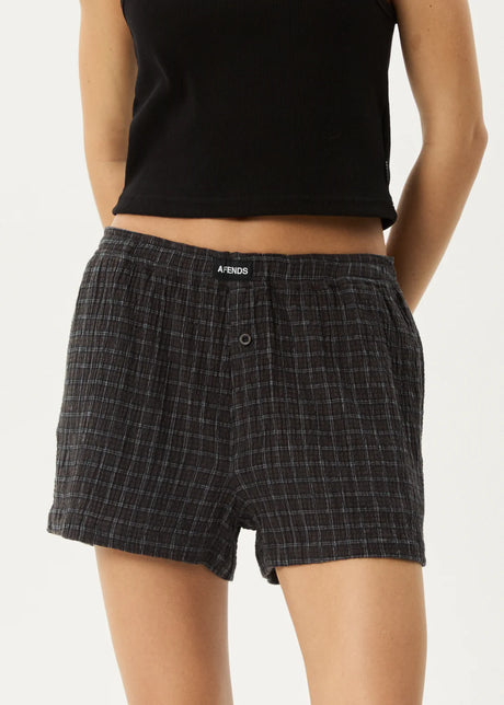 Afends Womens Dusk Seersucker Boxer Short