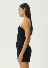 Afends Womens Marina Seersucker One Shoulder Top