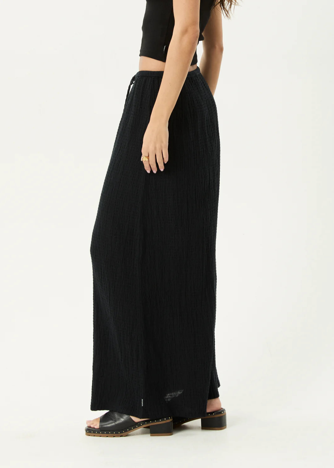 Afends Womens Focus Seersucker Maxi Skirt