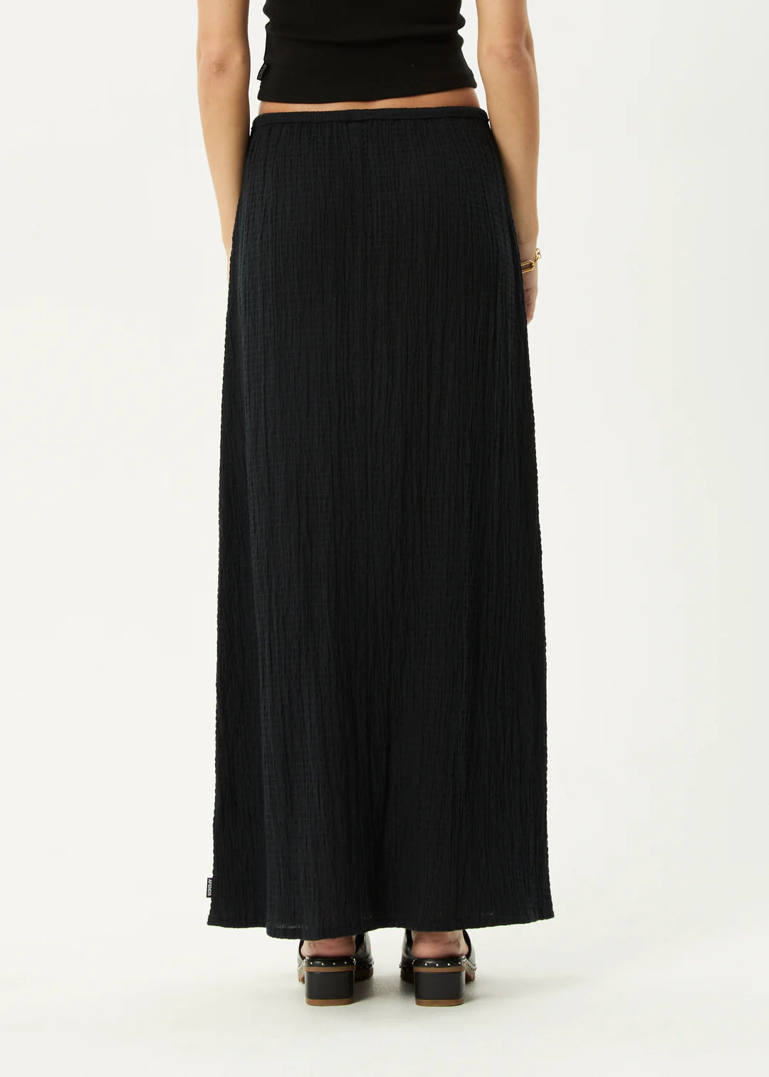 Afends Womens Focus Seersucker Maxi Skirt