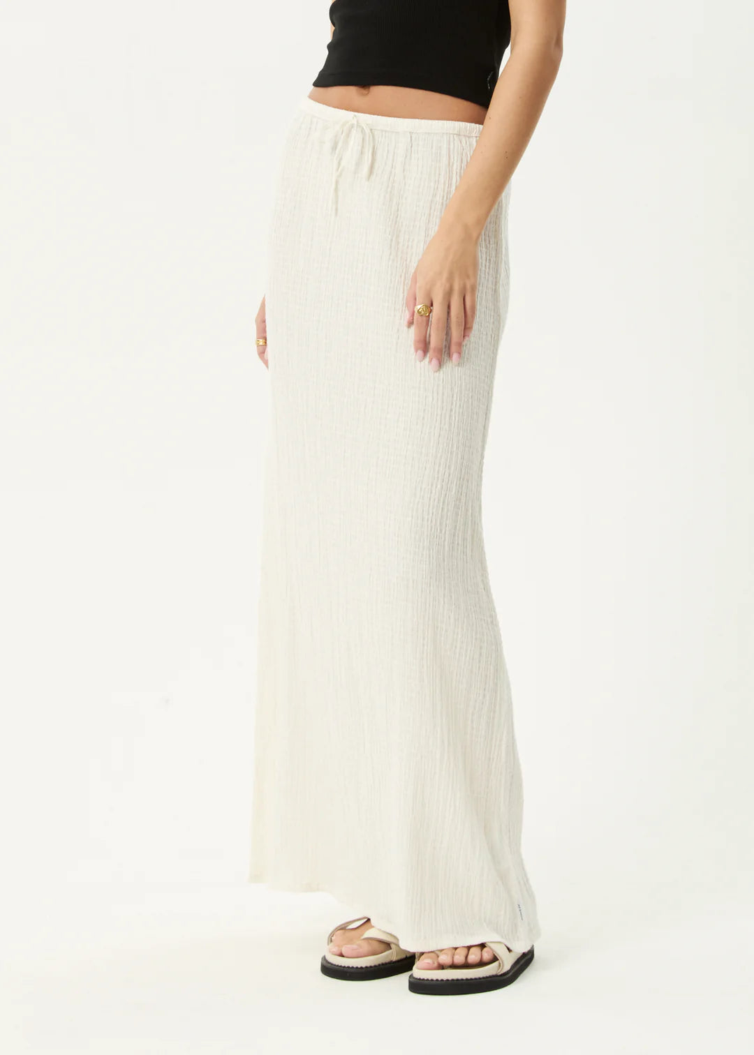 Afends Womens Focus Seersucker Maxi Skirt