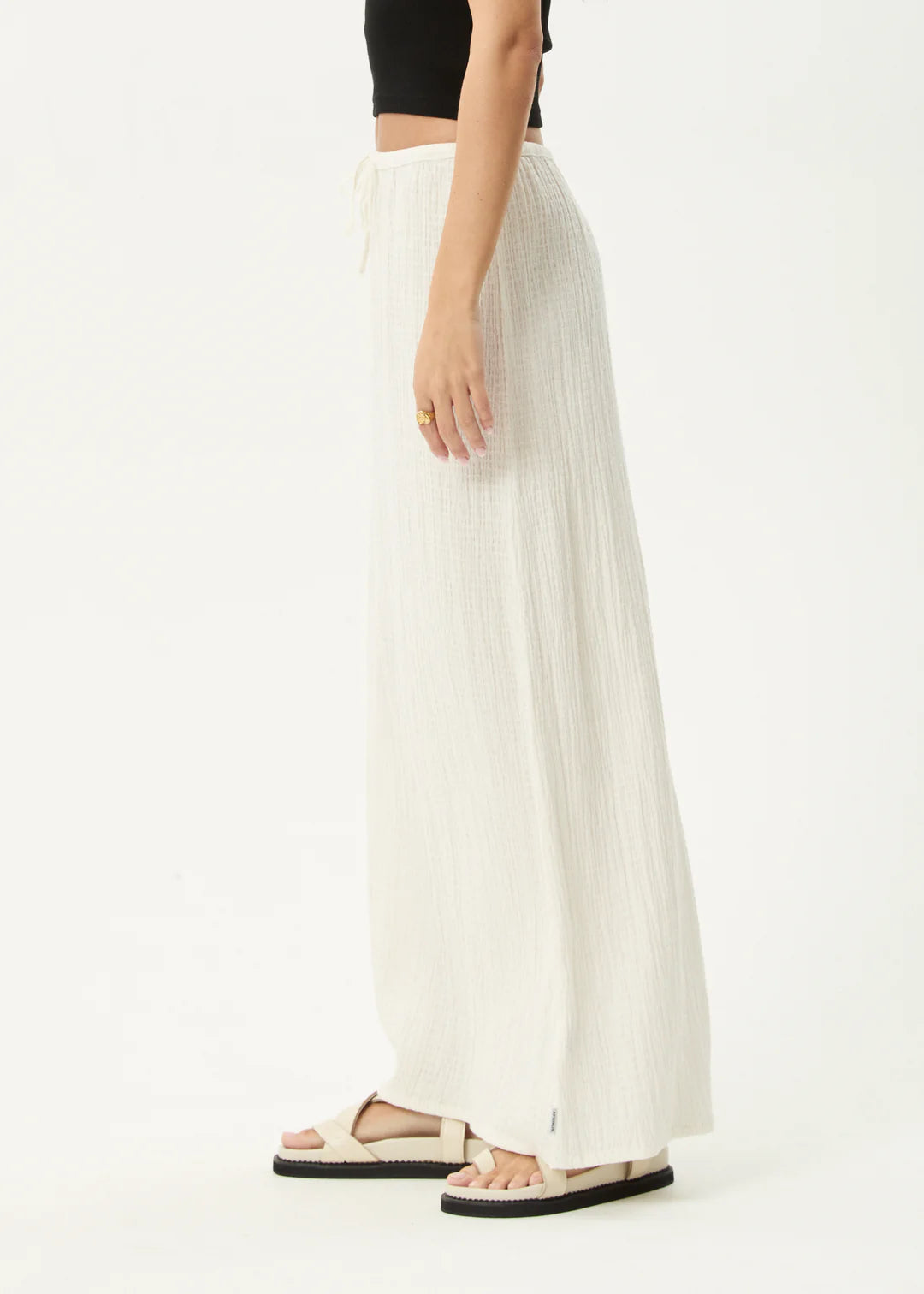 Afends Womens Focus Seersucker Maxi Skirt