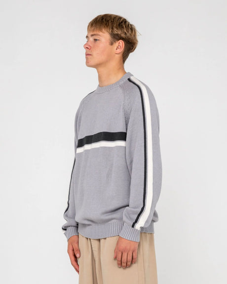 Rusty Mens White Lines 2.0 Crew Neck Knit