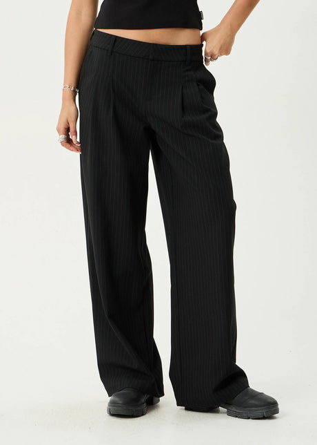 Afends Womens Business Pinstripe Low Rise Trouser