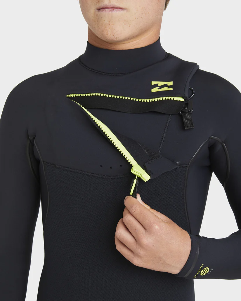 Billabong Boys (6-16) 3/2mm Furnace Natural Chest Zip Steamer Wetsuit