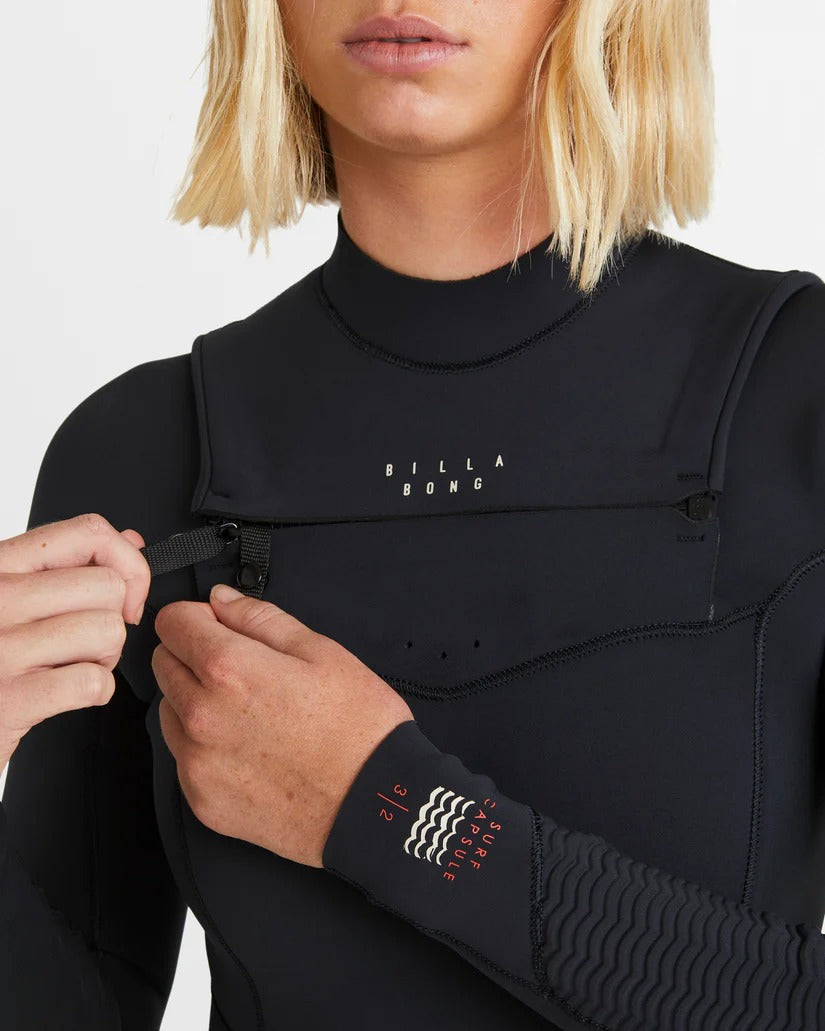 Billabong Womens 3/2mm Salty Dayz Natural Chest Zip Steamer Wetsuit