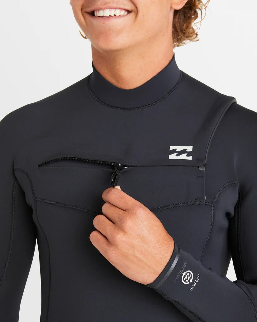 Billabong Mens 4/3mm Absolute Natural Chest Zip Steamer Wetsuit