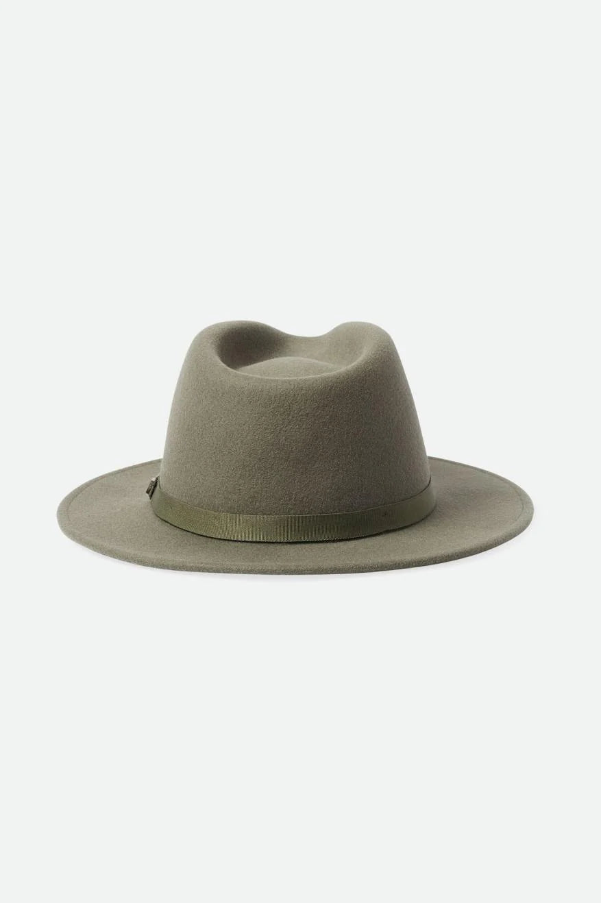 Brixton Messer Packable Fedora - Olive Surplus | Sanbah Australia