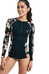 ROXY Womens Full Zipped Mix Long Sleeve Rash Vest