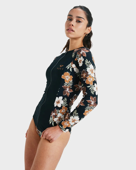 ROXY Womens Full Zipped Mix Long Sleeve Rash Vest