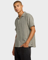 RVCA Mens Vacancy Stripe Short Sleeve Shirt