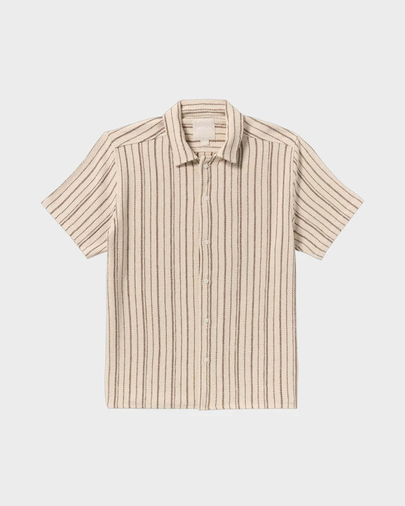 RVCA Mens Vacancy Stripe Short Sleeve Shirt
