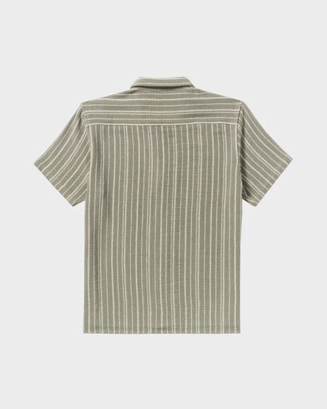 RVCA Mens Vacancy Stripe Short Sleeve Shirt