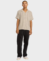 RVCA Mens Vacancy Stripe Short Sleeve Shirt