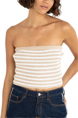 Rhythm Stripe Strapless Knit Top