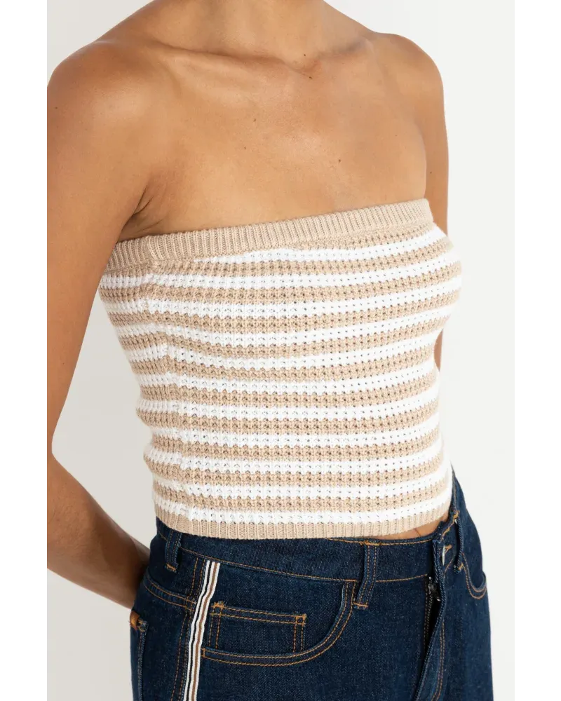 Rhythm Stripe Strapless Knit Top