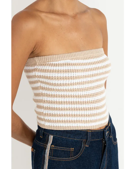 Rhythm Stripe Strapless Knit Top