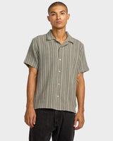 RVCA Mens Vacancy Stripe Short Sleeve Shirt