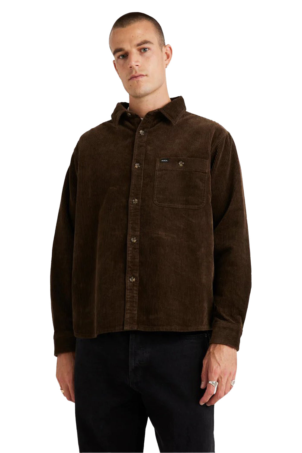 RVCA Mens Wide Load Cord Long Sleeve Shirt