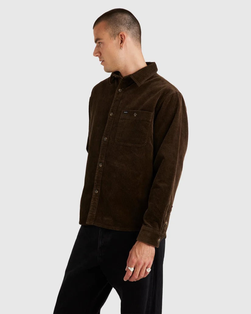 RVCA Mens Wide Load Cord Long Sleeve Shirt