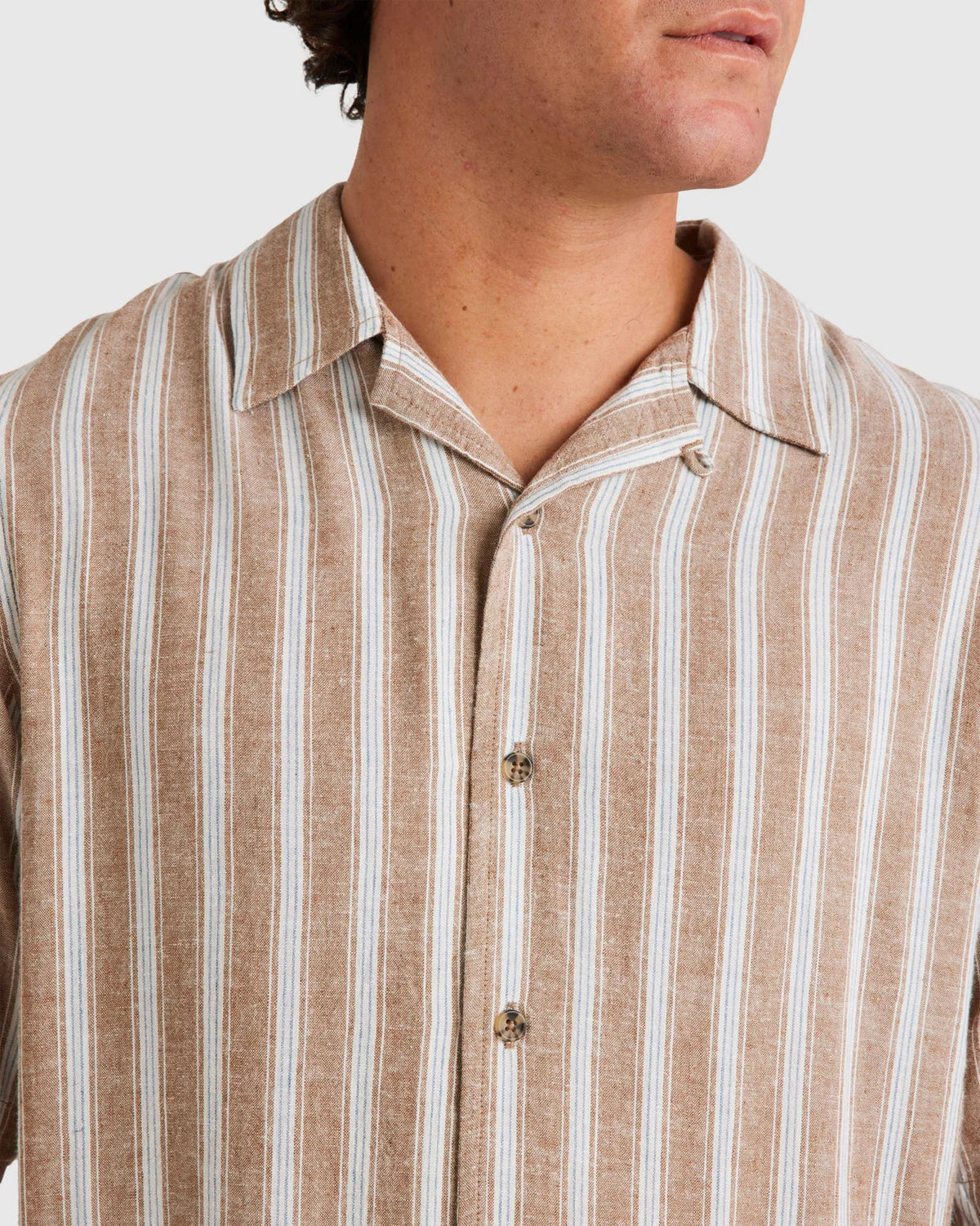 RVCA Mens Beat Stripe Vintage Short Sleeve Shirt