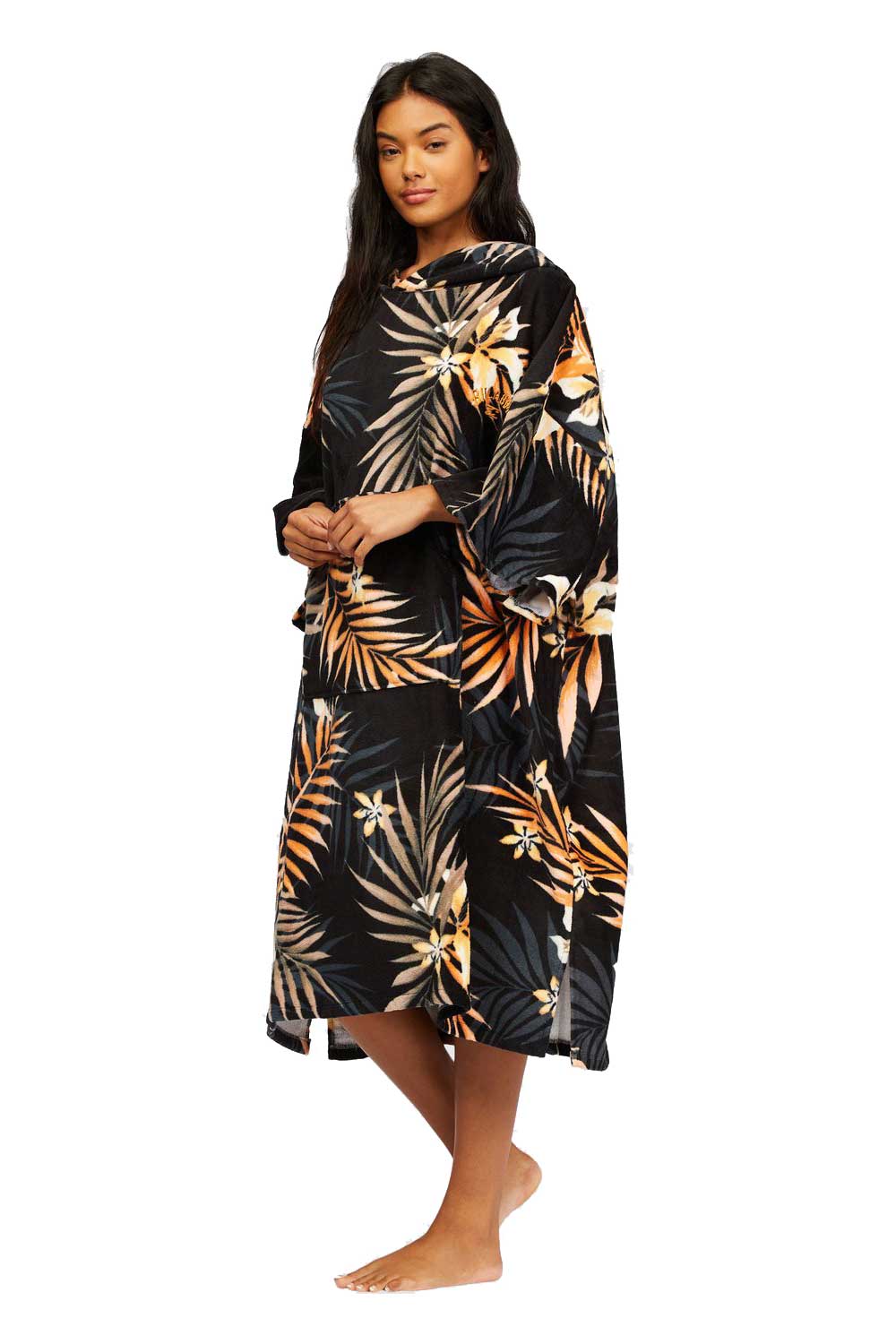 Billabong Women's Hooded Poncho Towel - Black Pebble