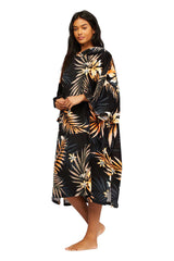 Billabong Women's Hooded Poncho Towel - Black Pebble