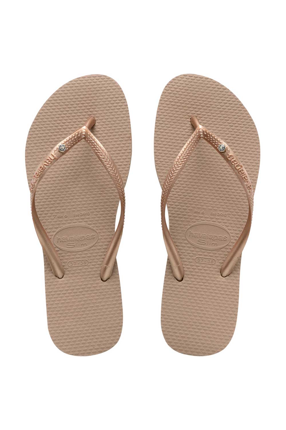 Havaianas Slim Crystal SW Rose Gold Thongs