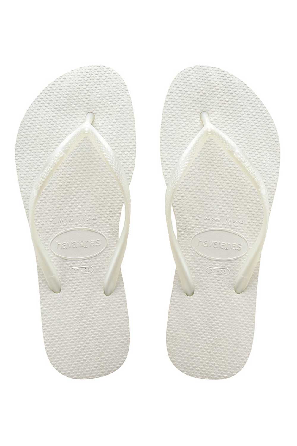 Havaianas Slim Metallic White Thongs