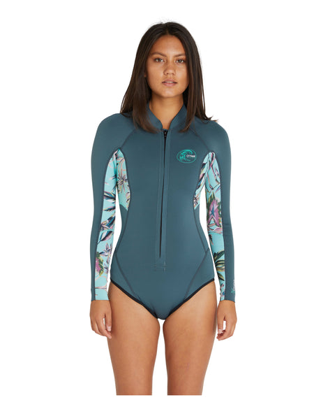 O'Neill Women's 2mm Bahia Front Zip Long Sleeve Cheeky Spring Suit