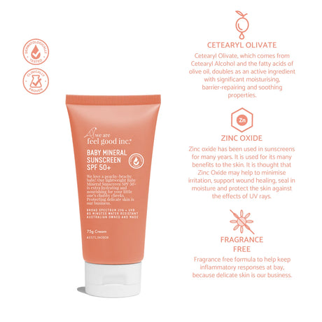 We are feel good inc. Baby Mineral Sunscreen SPF50+ 75mL | Sanbah Australia