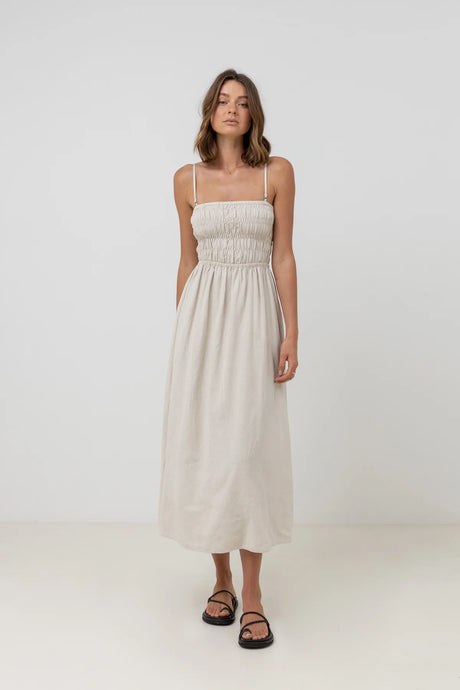 Rhythm Womens Classic Shirred Midi Dress | Sanbah Australia