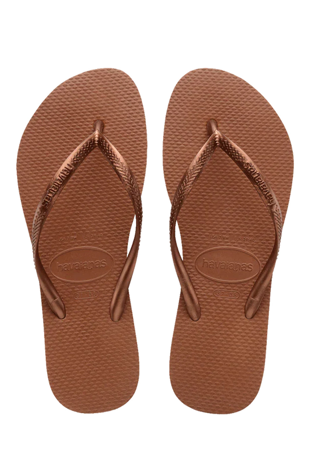 Havaianas Women's Metallic Slim Thongs - Dark Brown/Metallic