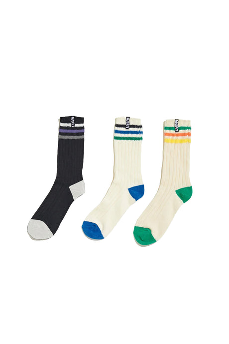 MISFIT Organic Mix Stripe Sock 3 Pack | Sanbah Australia