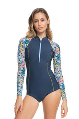 Roxy | Roxy Womens 1mm Marine Bloom Front Zip LS Springsuit