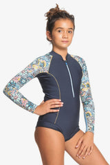 Roxy Springsuits | Roxy Girls 1mm Marine Bloom Front Zip LS Springsuit