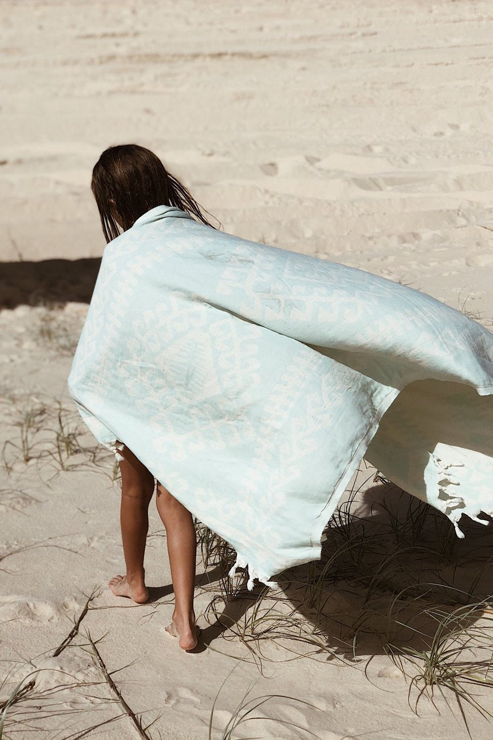 Salty Shadows Jacquard weave Turkish Towel - Aztec Aqua