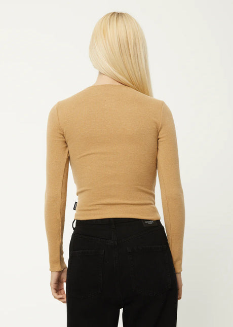 Afends Womens Peony Hemp Ribbed Long Sleeve Top