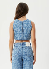 Afends Womens Fink Hemp Denim Cropped Top