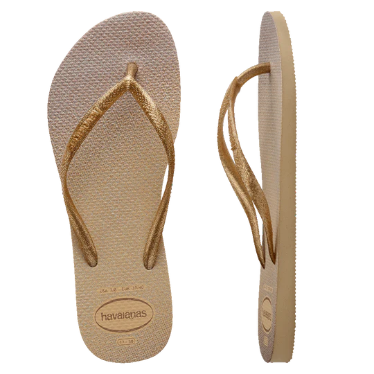 Havaianas Slim Gloss Golden Thongs